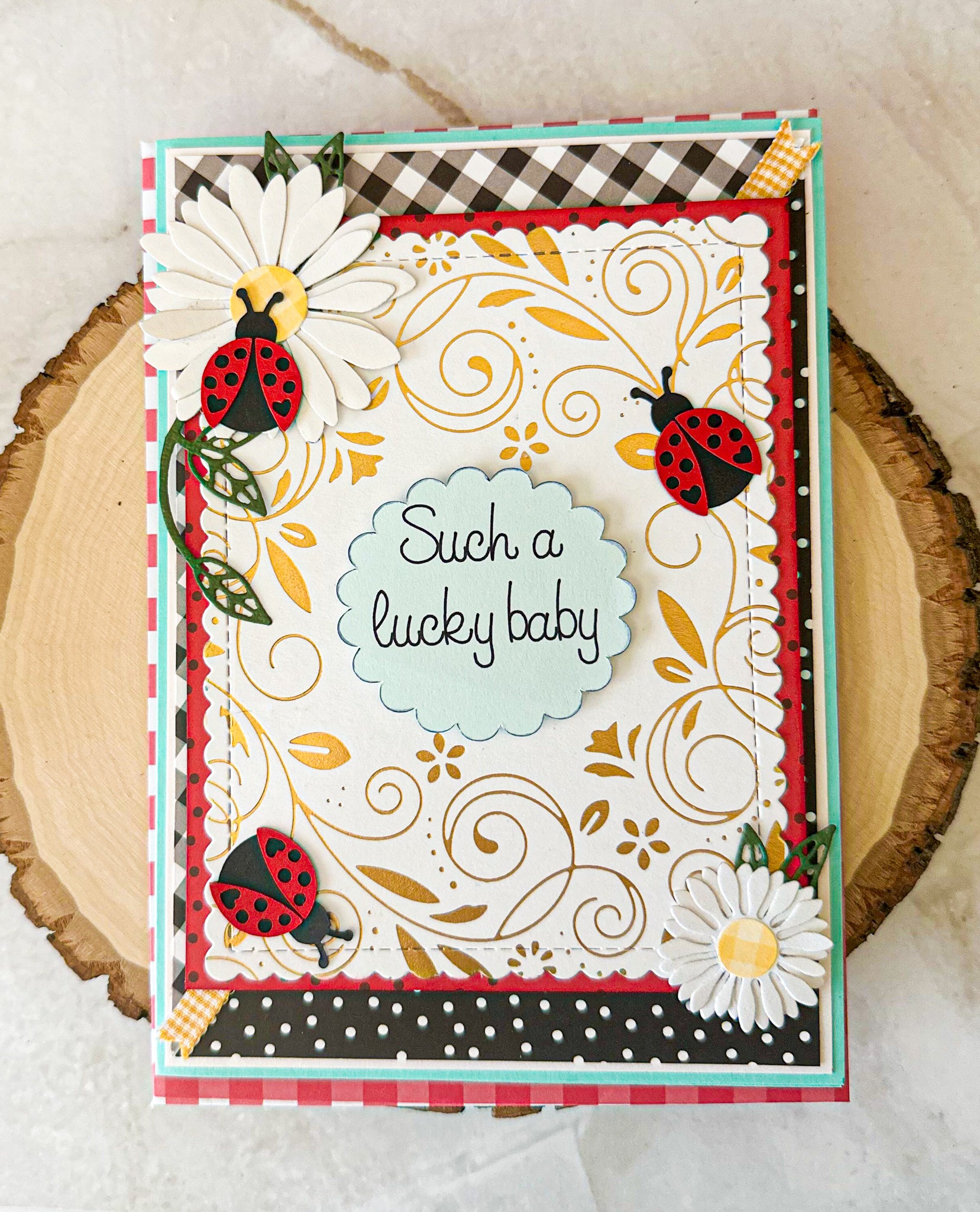 Ladybug Baby Shower Card, Ladybug Card, Card for Mama to Be, New Mama Lady Bug Card, Baby Shower Card - New Beginning Designs