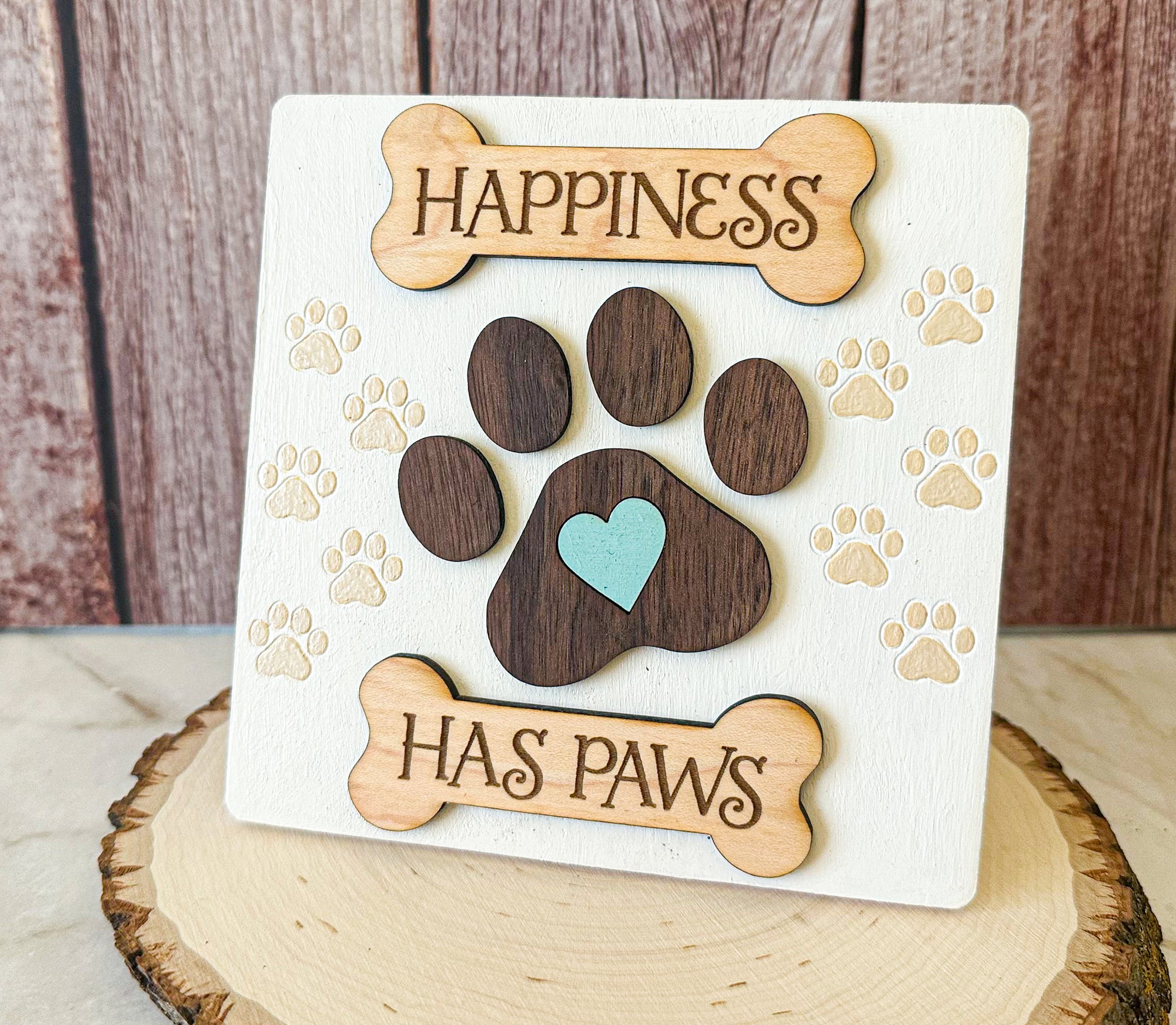 Mini Pawprint Sign, Mini Wooden Pawprint Decor, Dog Pawprint Decor, Tabletop Dog Sign, Mini Hanging Pawprint Sign, Sign for Dog Lovers - New Beginning Designs