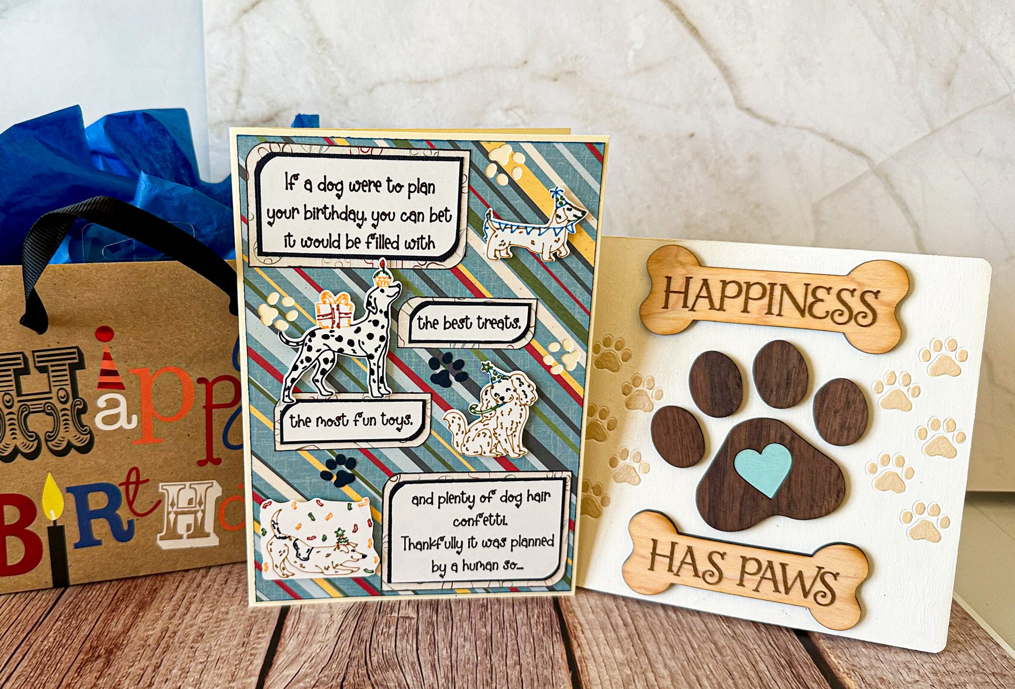 Dog Birthday Gift Set, Furry Friends Gifts, Gift for Dog Lovers, Dog sign and Card Set - New Beginning Designs