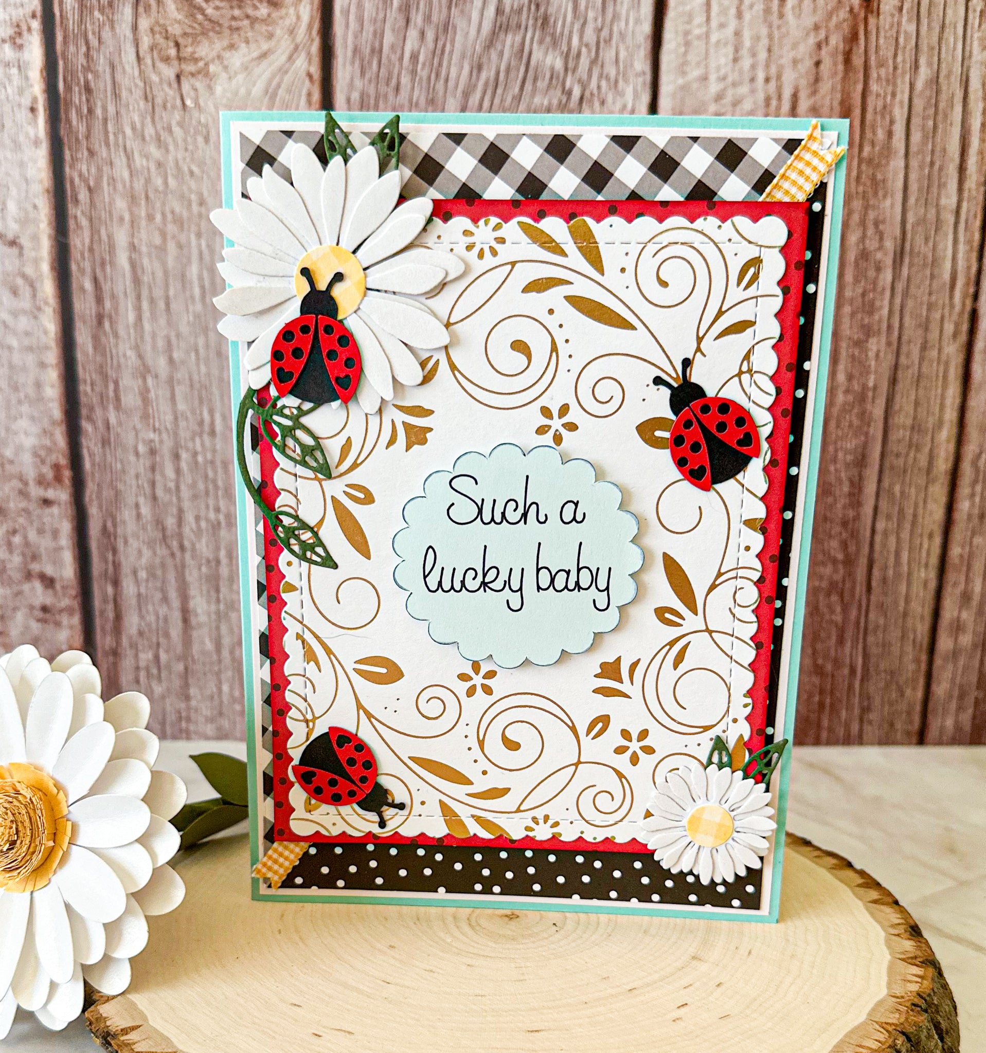 Ladybug Baby Shower Card, Ladybug Card, Card for Mama to Be, New Mama Lady Bug Card, Baby Shower Card