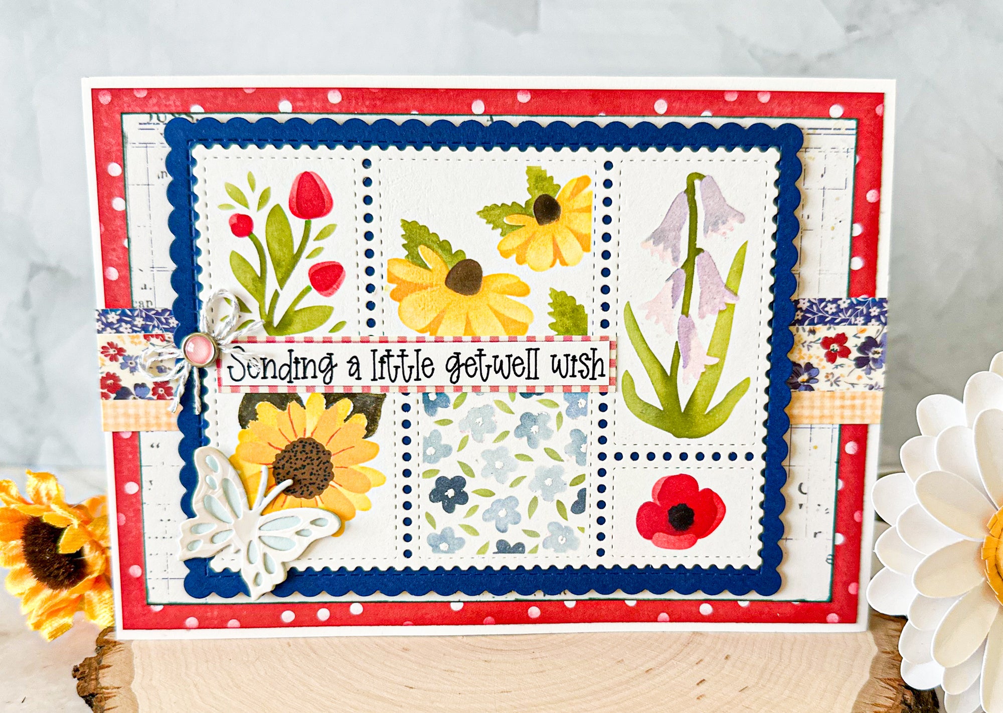 Floral Get Well Card, Get Well Soon Card, Feel Better Soon Card, Handmade Get Well Card