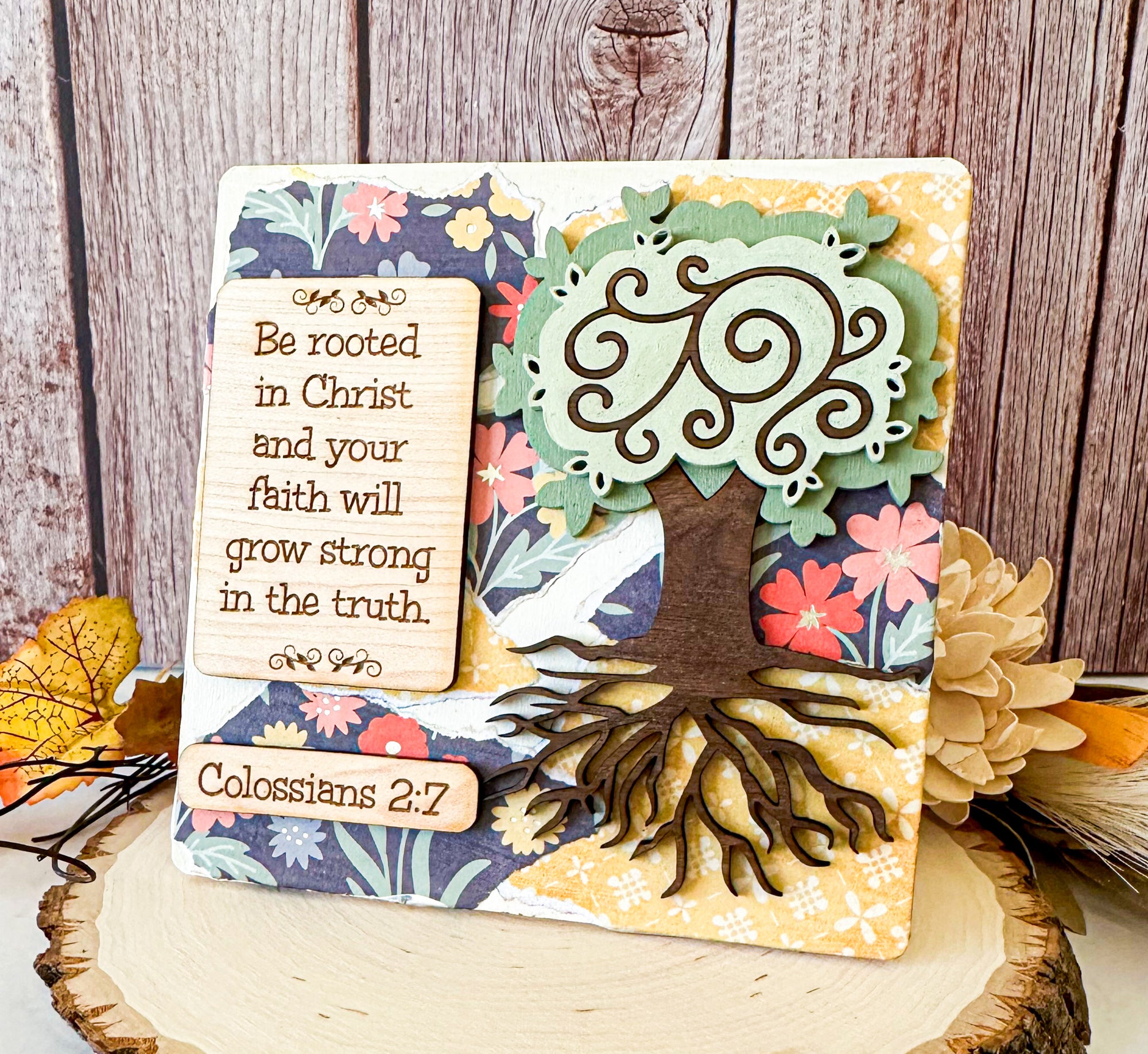 Mini Tree Scripture Art Sign, Mini Tree Tabletop Sign, Mini Tree Scripture Piece, Mixed Media Scripture Art