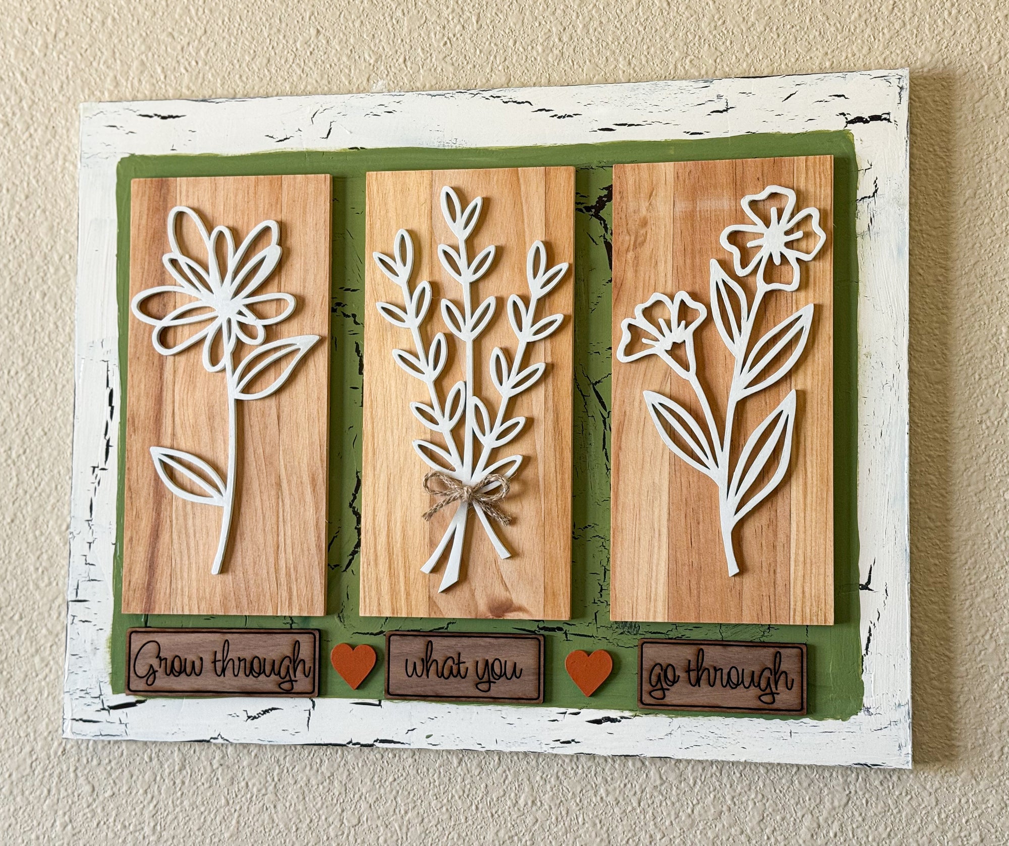 Floral Wood Wall Art, Drawn Flowers Art Piece - New Beginning Designs