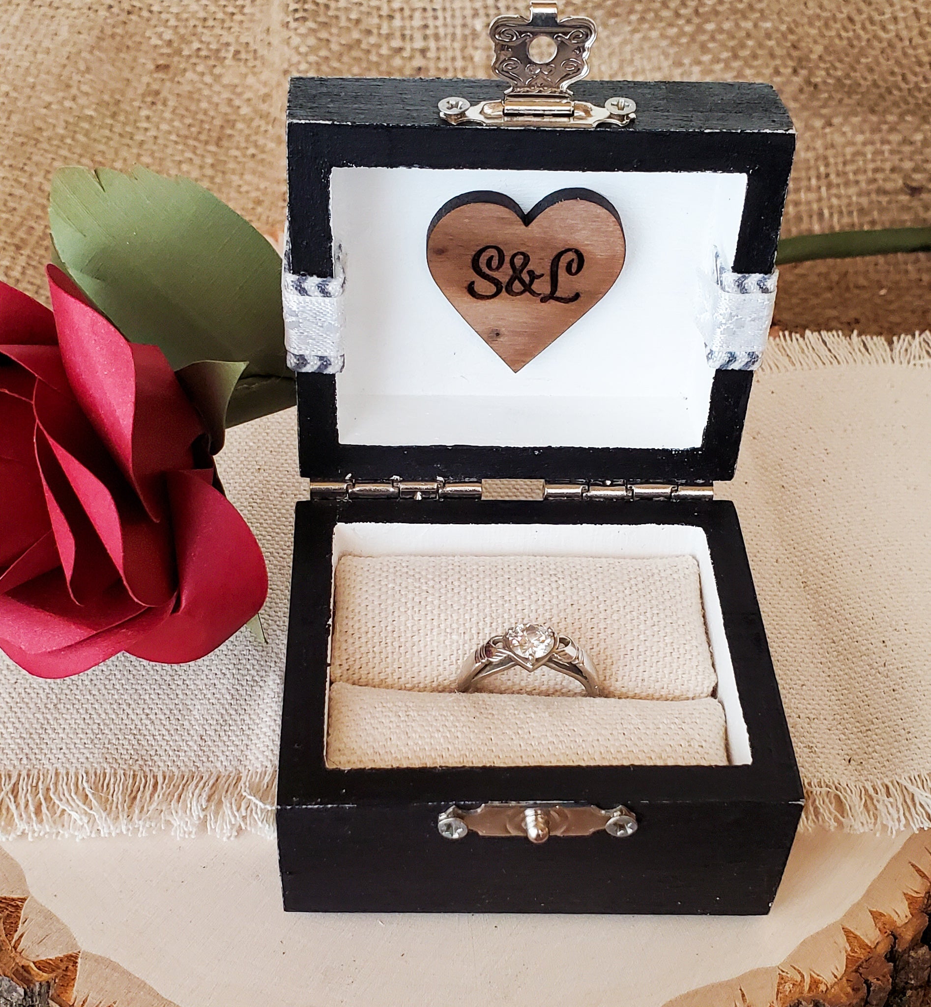 Black Engagement Ring Box - New Beginning Designs