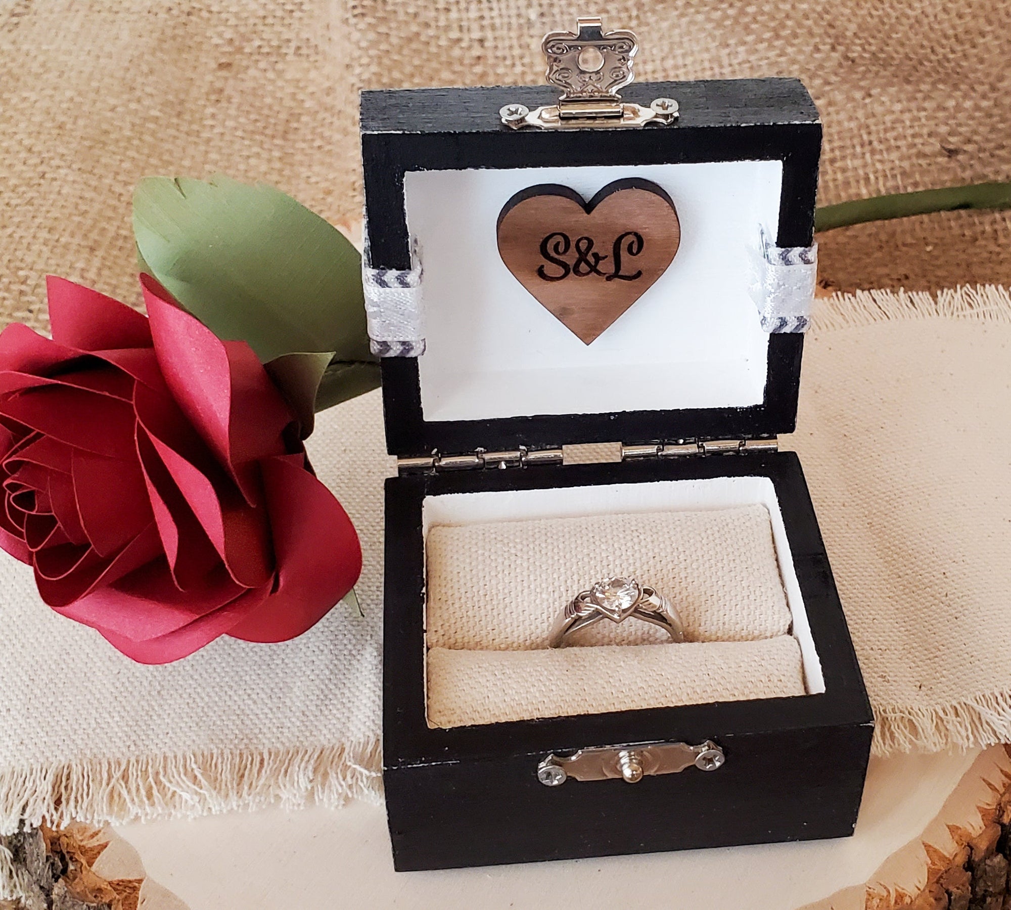 Black Engagement Ring Box - New Beginning Designs