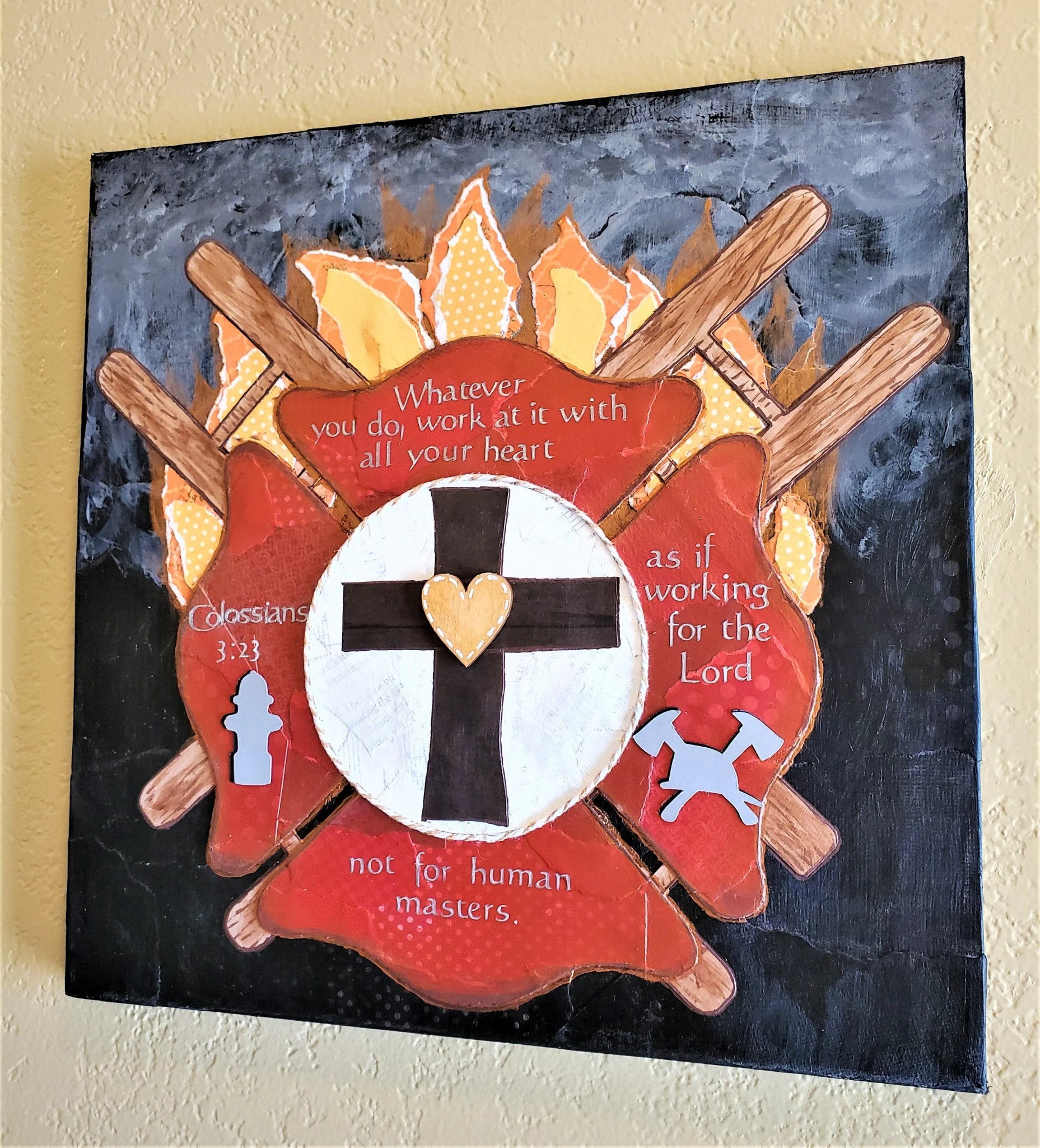 Firefighter Scripture Art Piece - New Beginning Designs