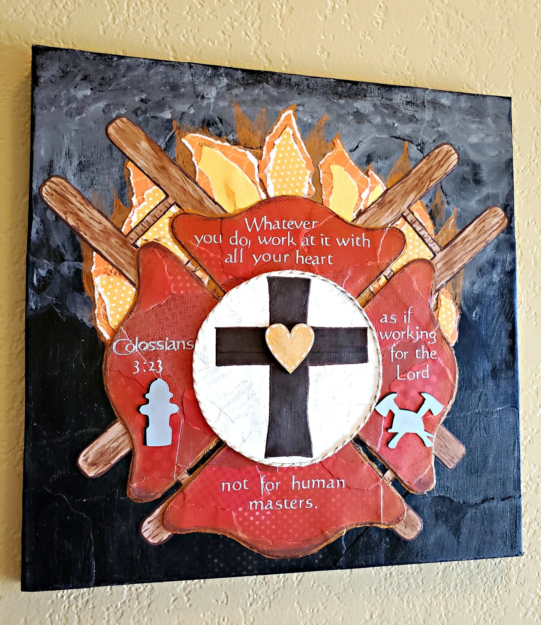 Firefighter Scripture Art Piece - New Beginning Designs