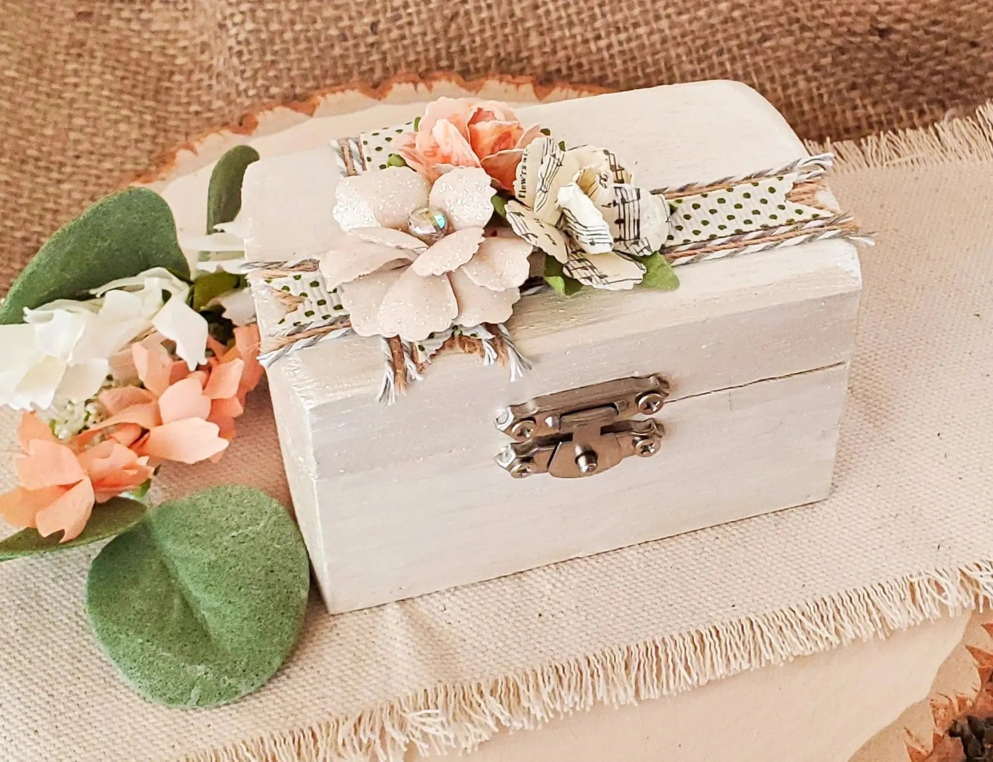 Ivory Floral Ceremony Ring Box - New Beginning Designs