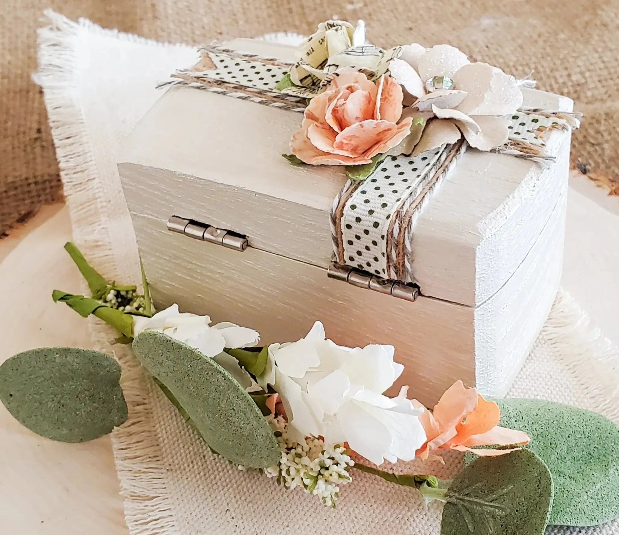 Ivory Floral Ceremony Ring Box - New Beginning Designs