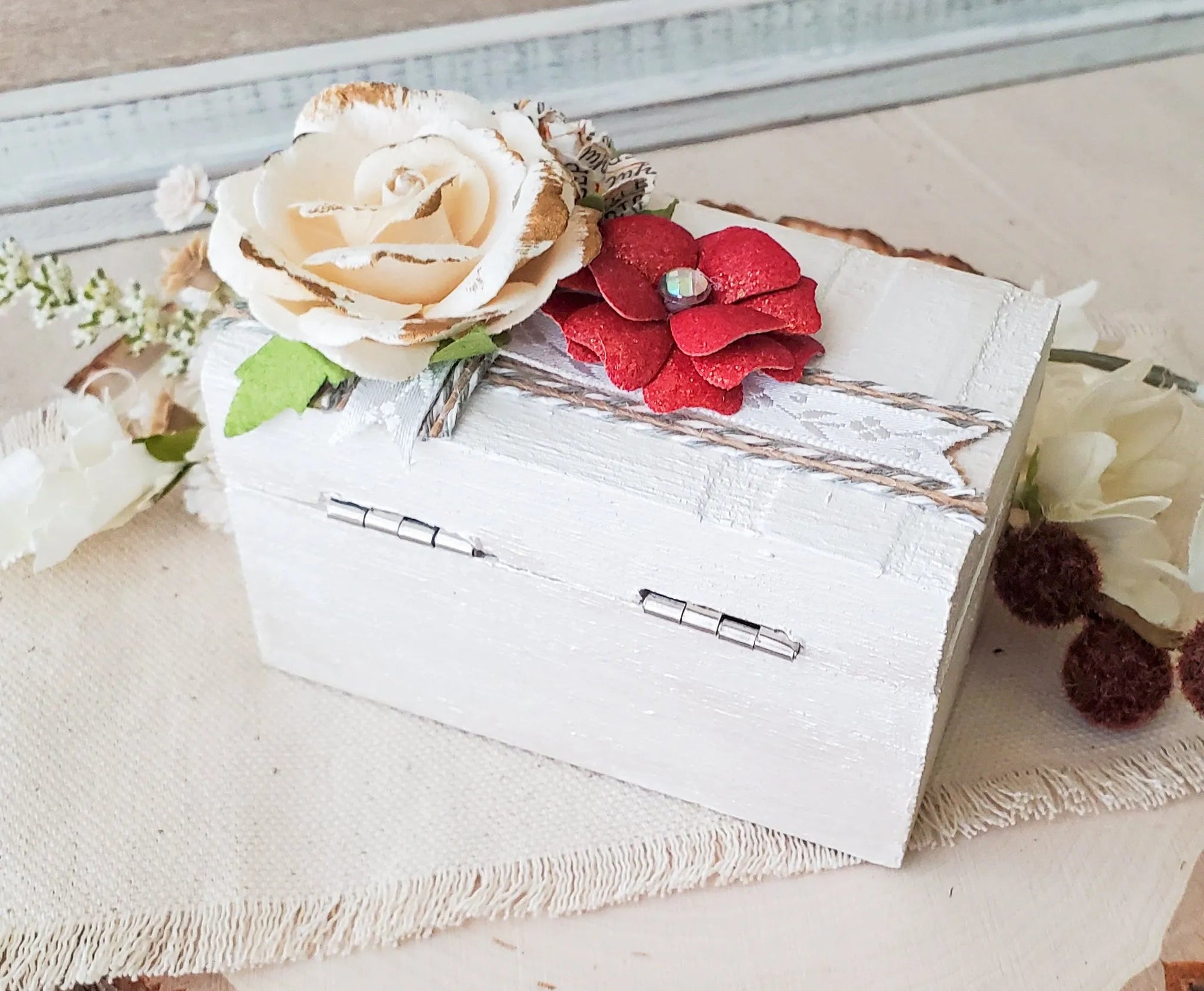 Ivory Rose Ceremony Ring Box - New Beginning Designs