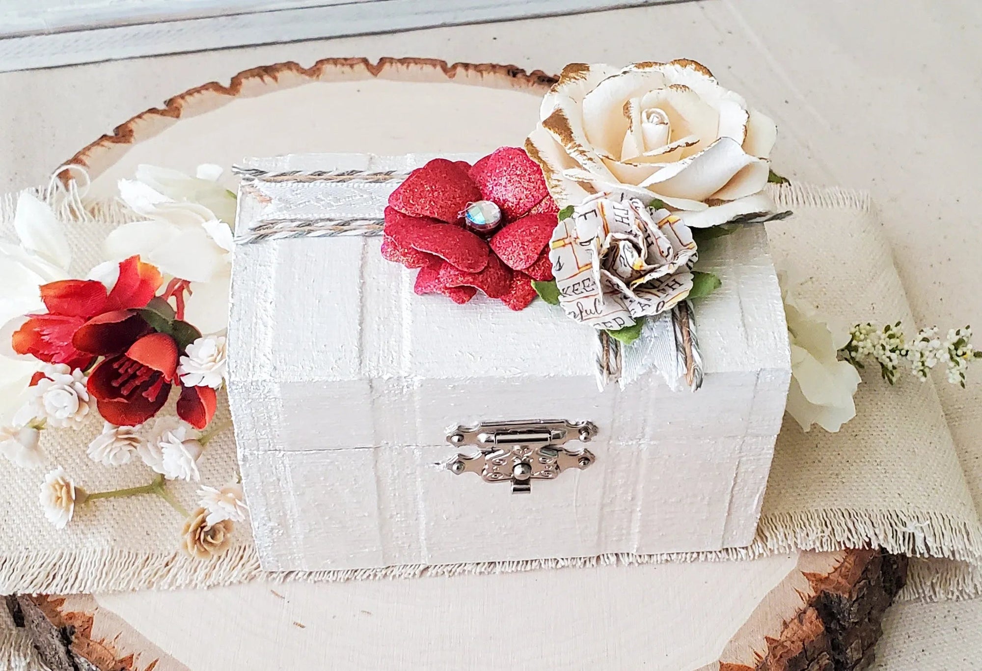 Ivory Rose Ceremony Ring Box - New Beginning Designs