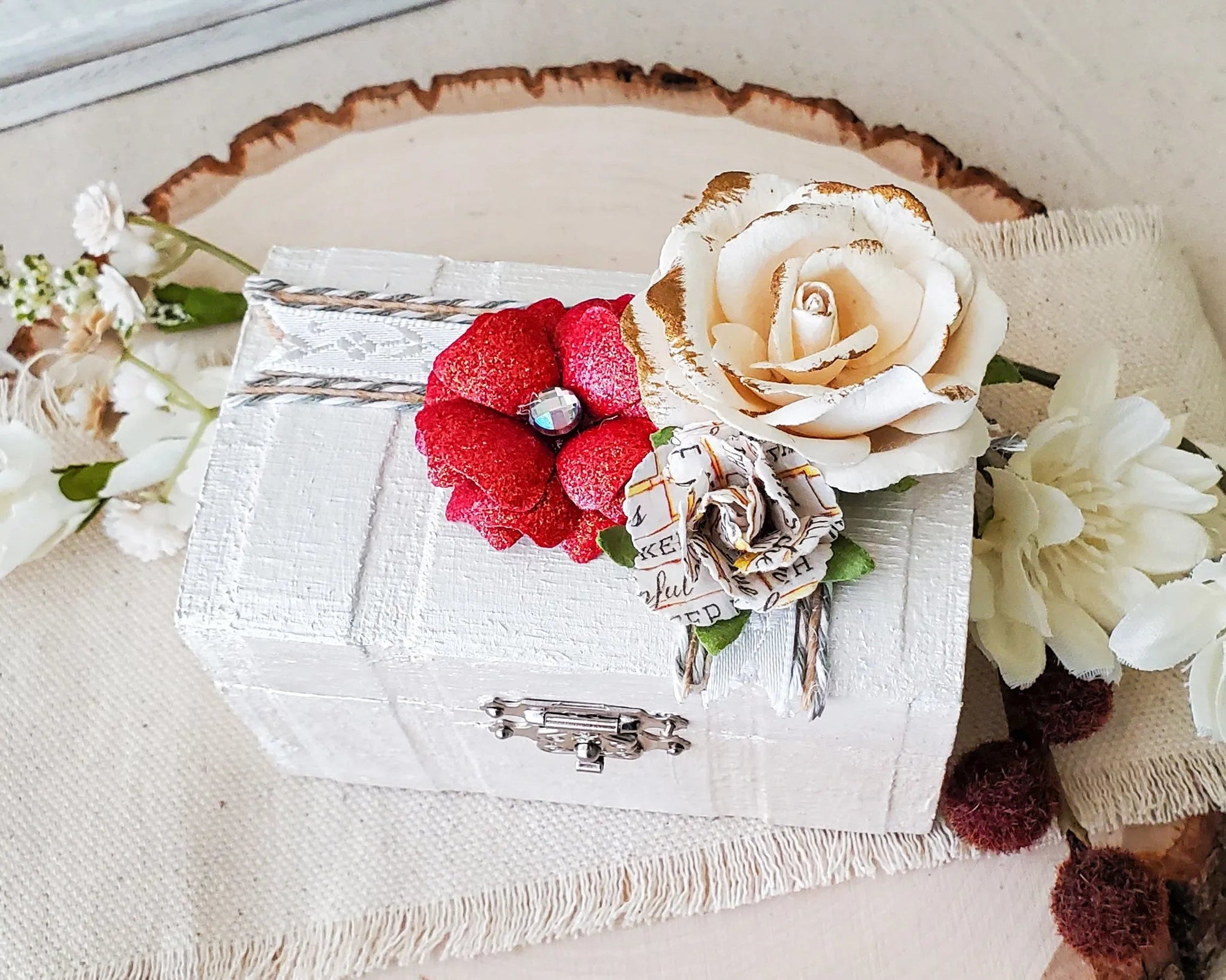 Ivory Rose Ceremony Ring Box - New Beginning Designs