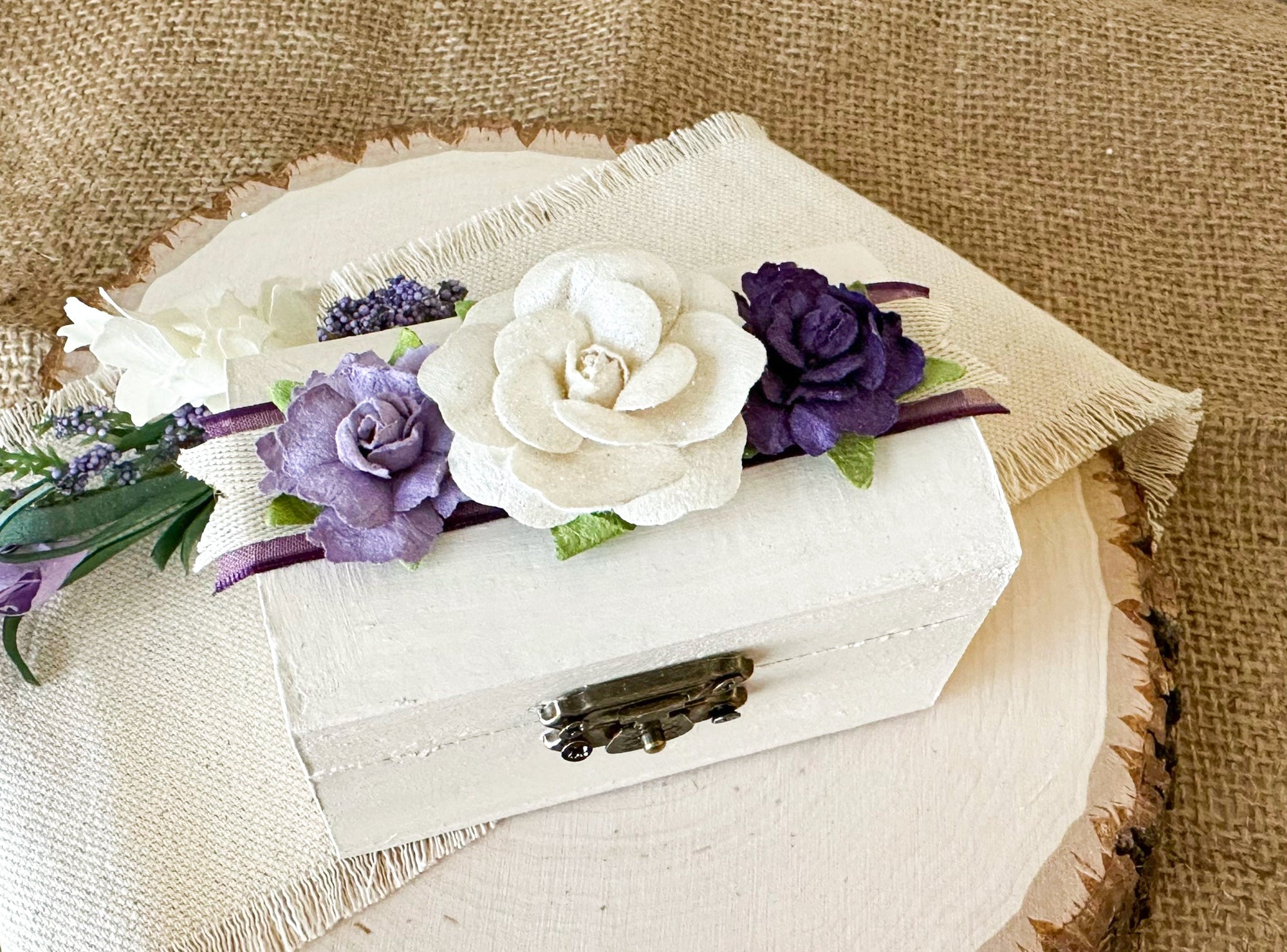 Lavender Floral Ceremony Ring Box - New Beginning Designs