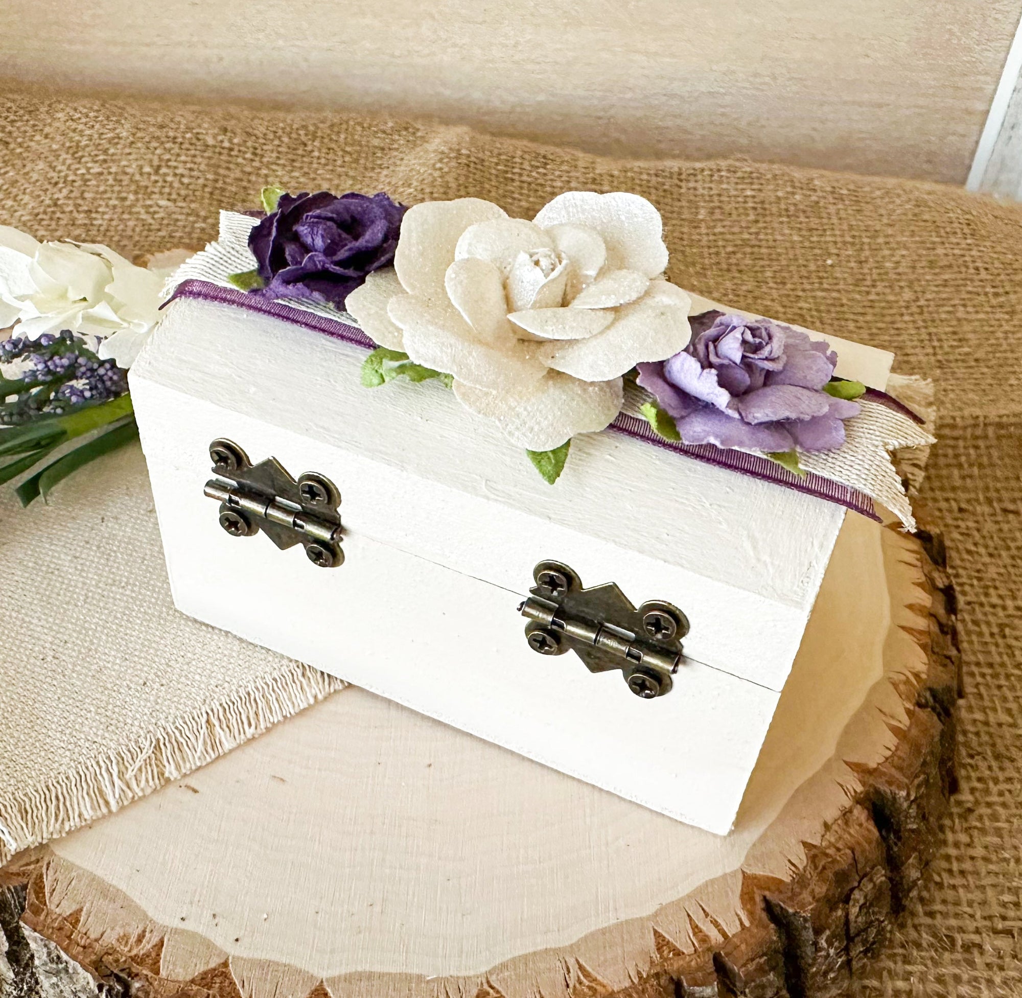 Lavender Floral Ceremony Ring Box - New Beginning Designs