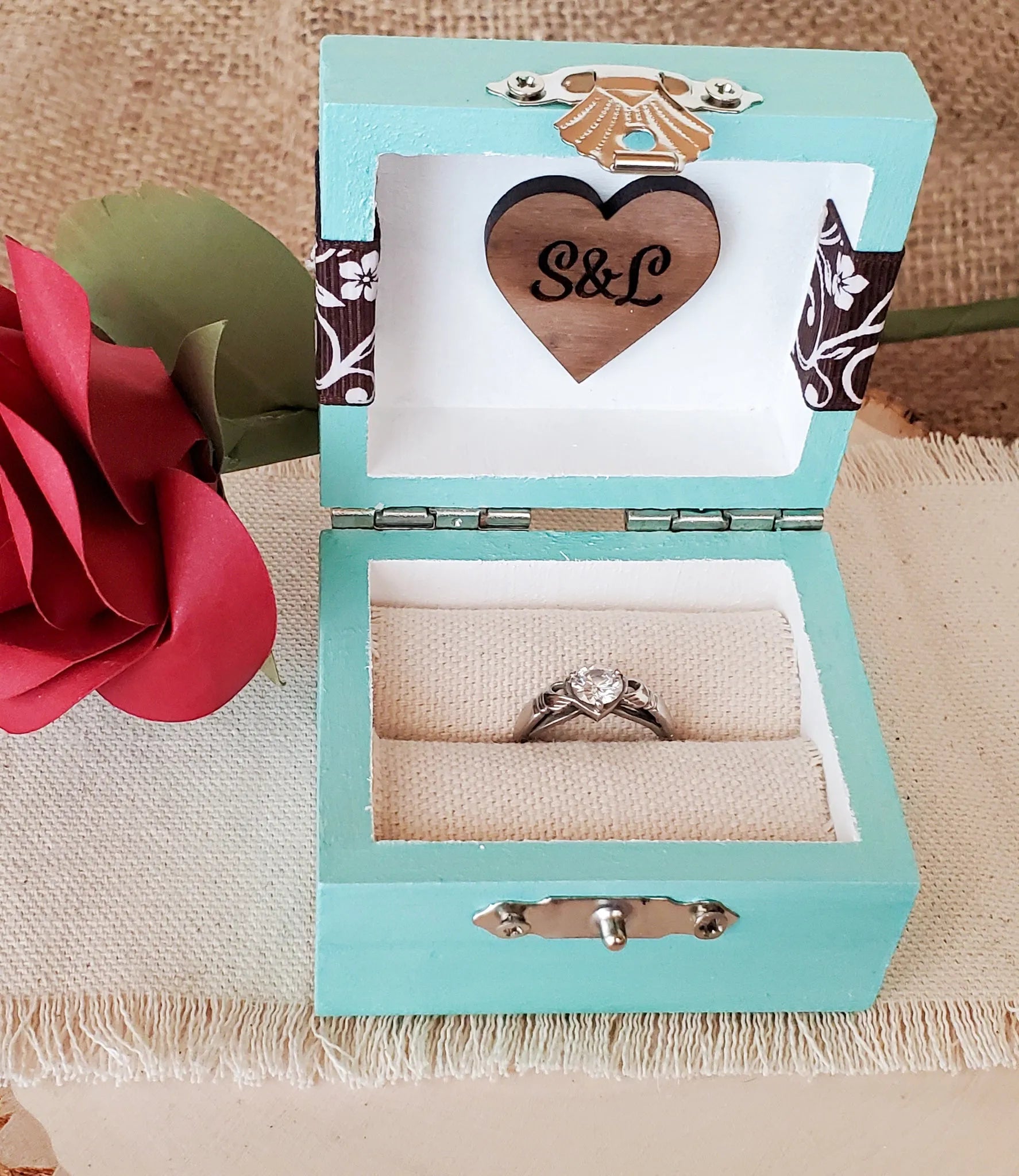 Light Blue Engagement Ring Box - New Beginning Designs