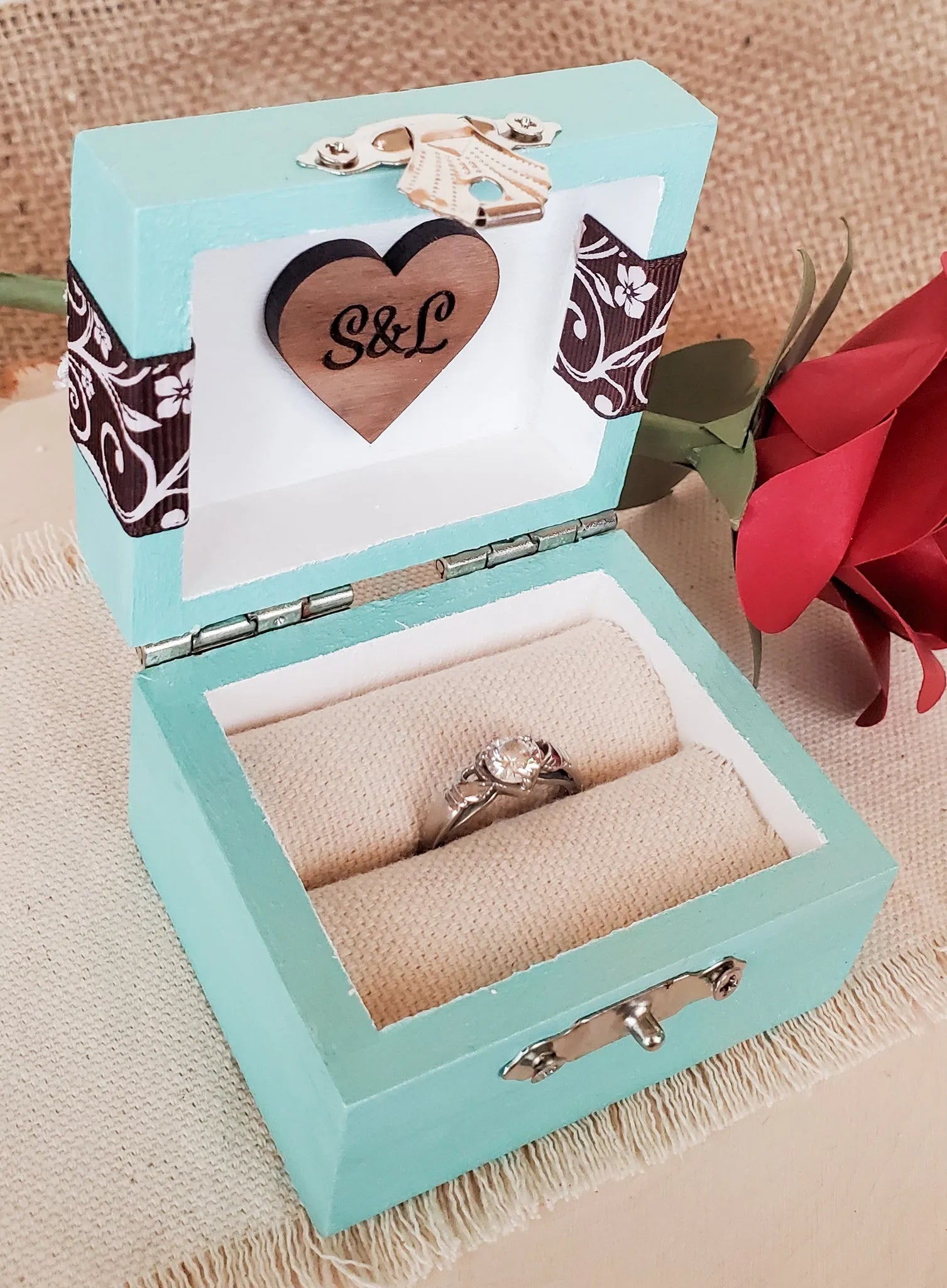 Light Blue Engagement Ring Box - New Beginning Designs