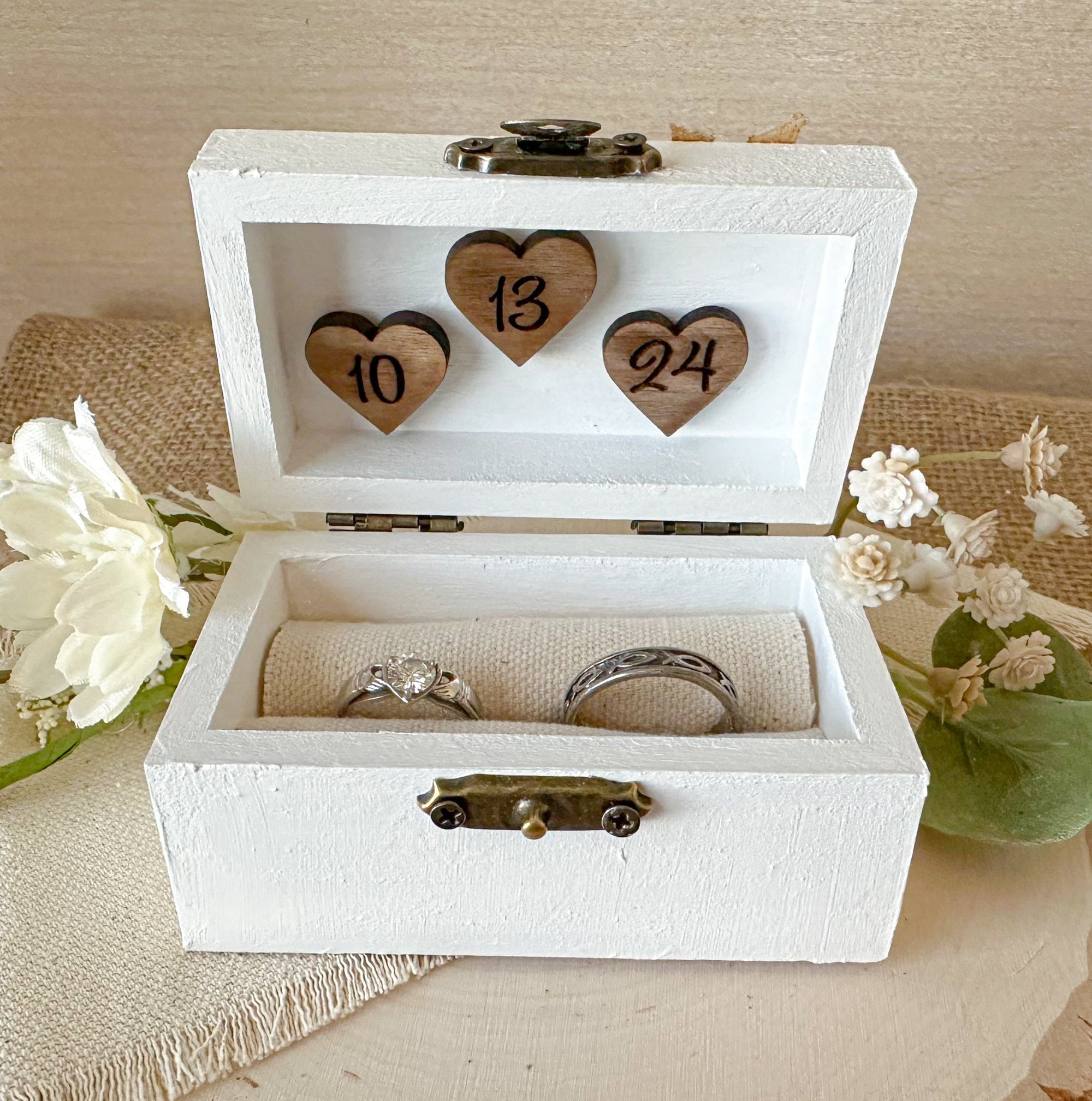 Navy and Pink Floral Ceremony Ring Box - New Beginning Designs