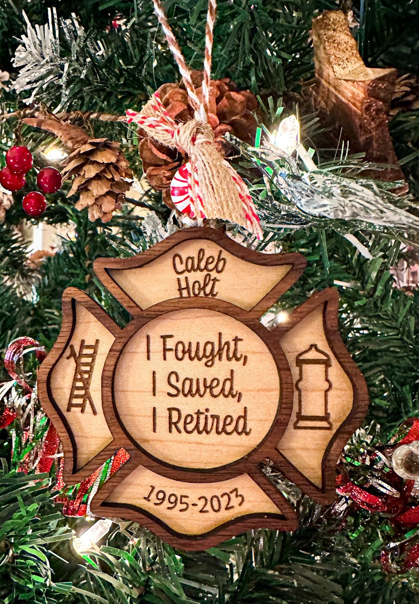 Retired Firefighter Christmas Ornament - New Beginning Designs