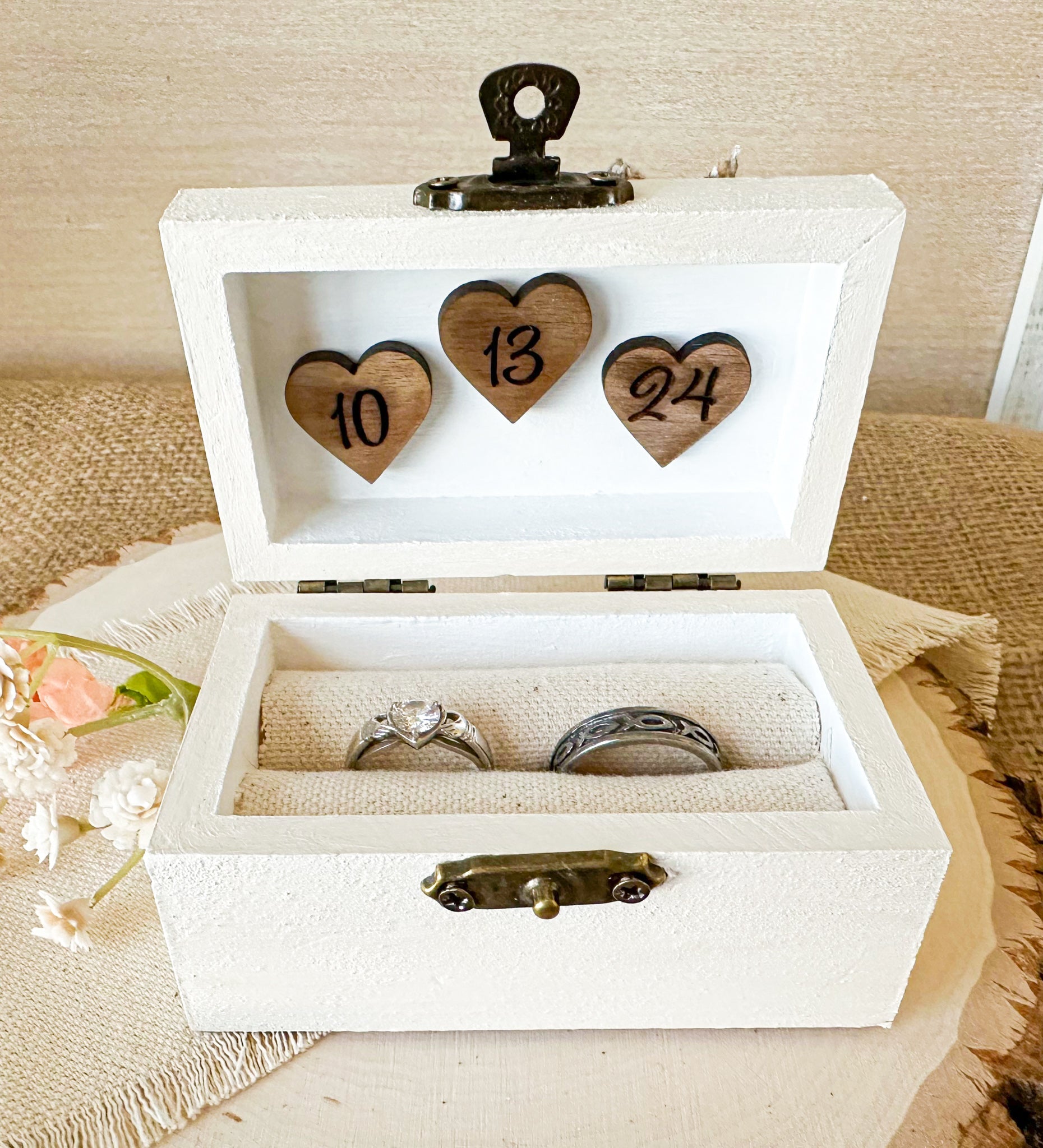 Rustic Champagne Wedding Ring Box - New Beginning Designs