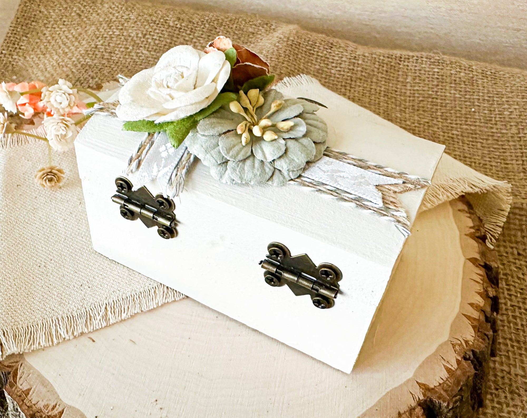 Rustic Champagne Wedding Ring Box - New Beginning Designs