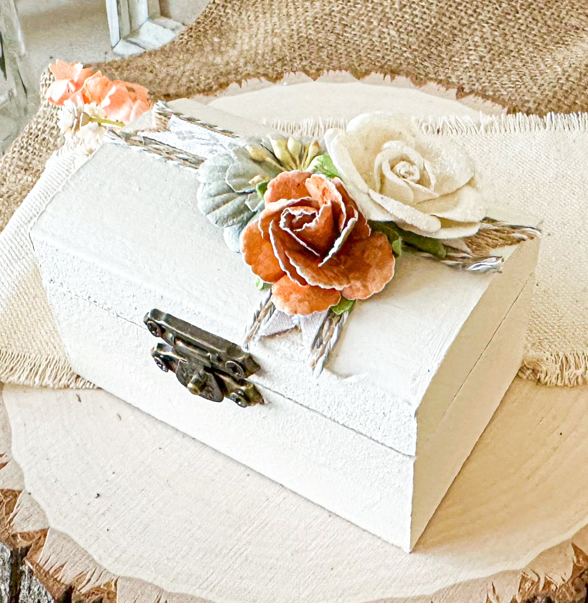 Rustic Champagne Wedding Ring Box - New Beginning Designs