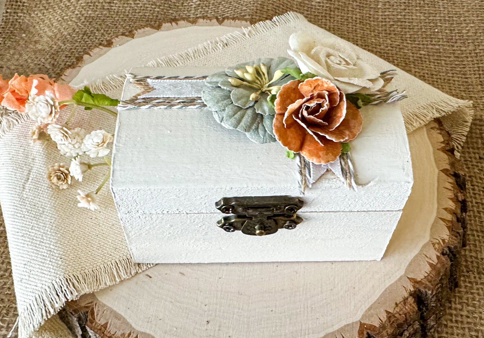 Rustic Champagne Wedding Ring Box - New Beginning Designs