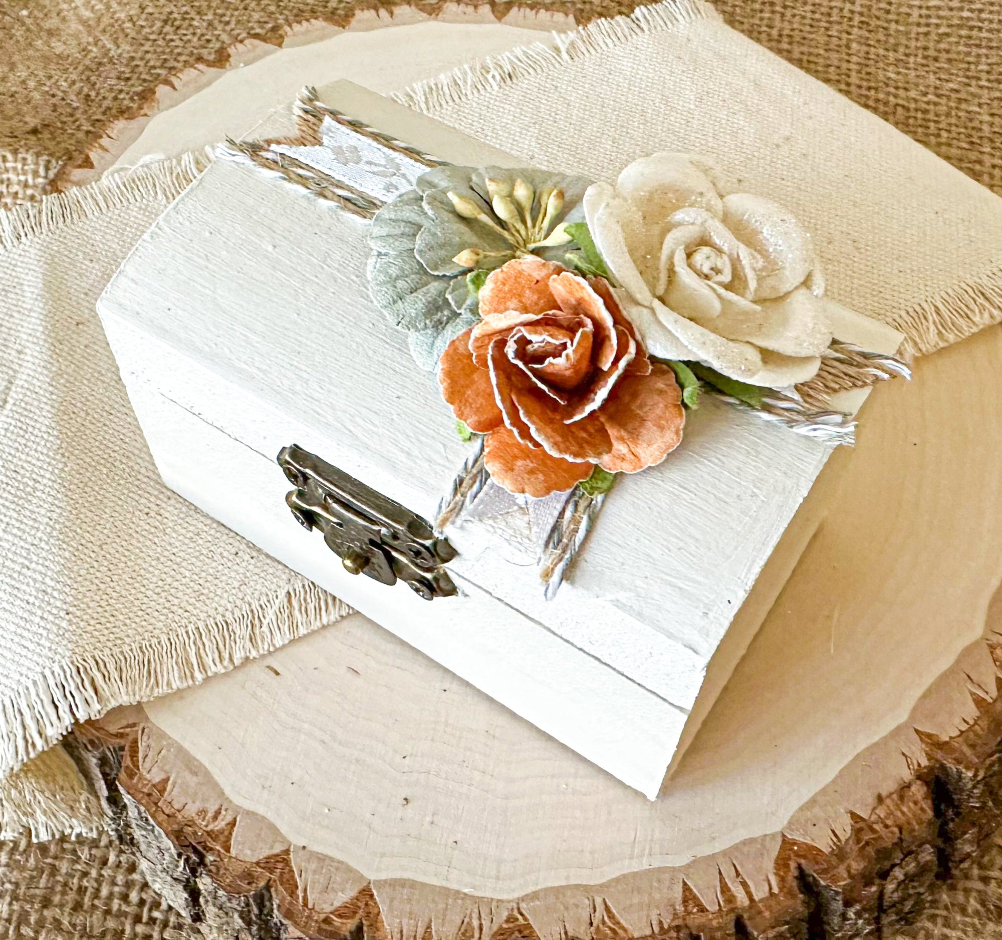 Rustic Champagne Wedding Ring Box - New Beginning Designs