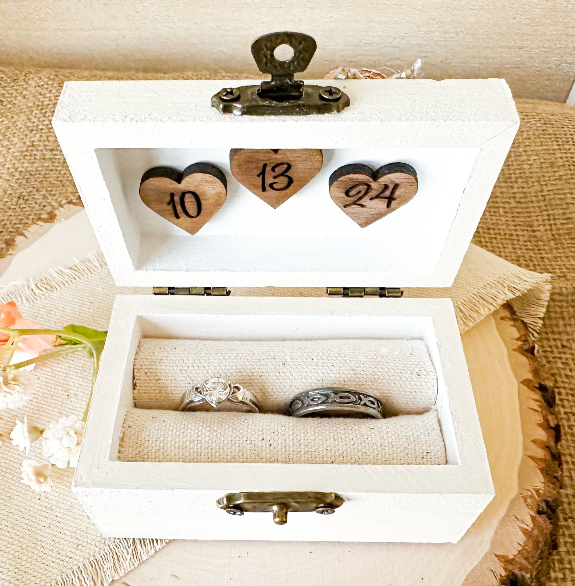 Rustic Champagne Wedding Ring Box - New Beginning Designs