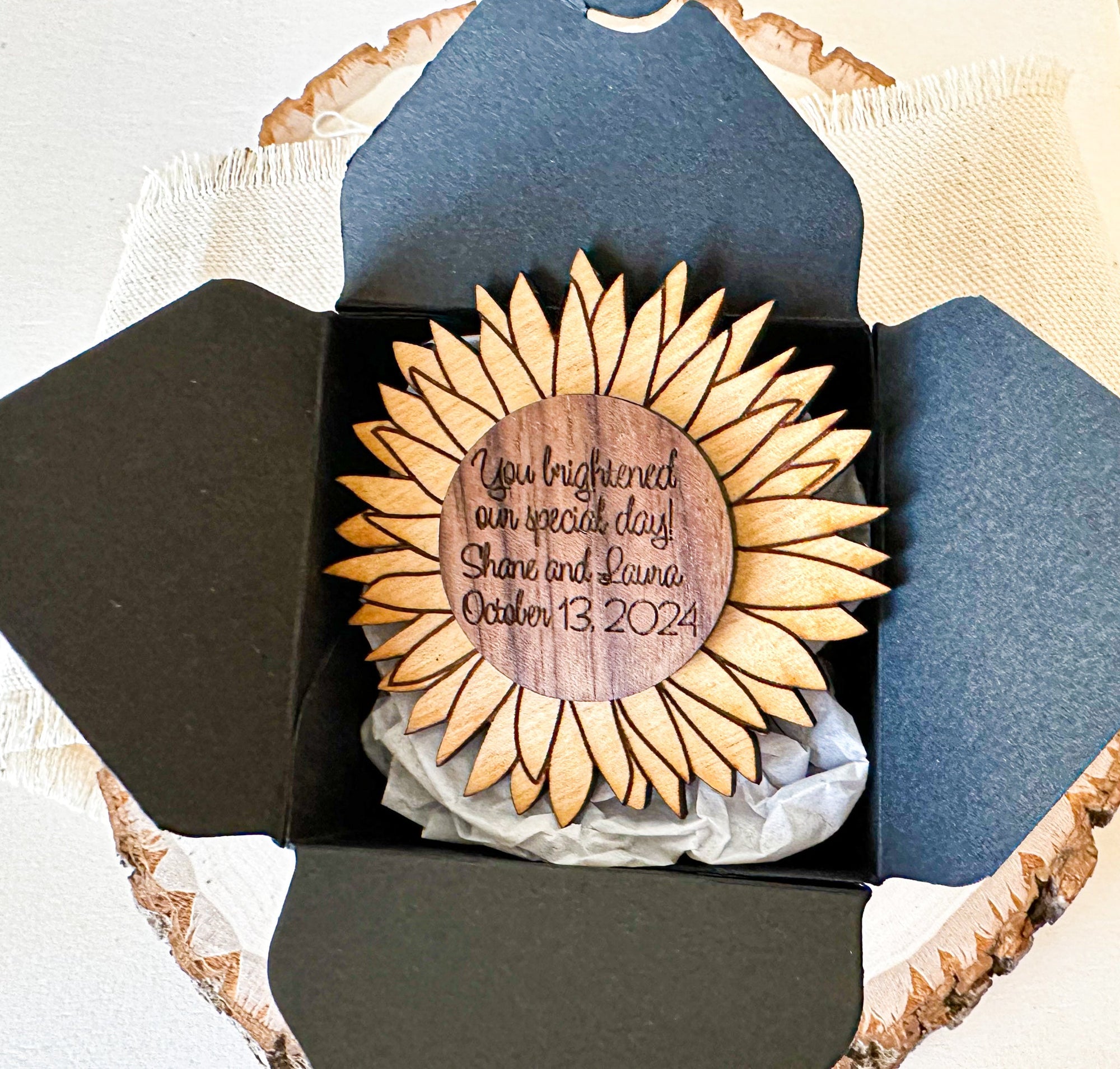 Sunflower Magnet Wedding Favors - New Beginning Designs