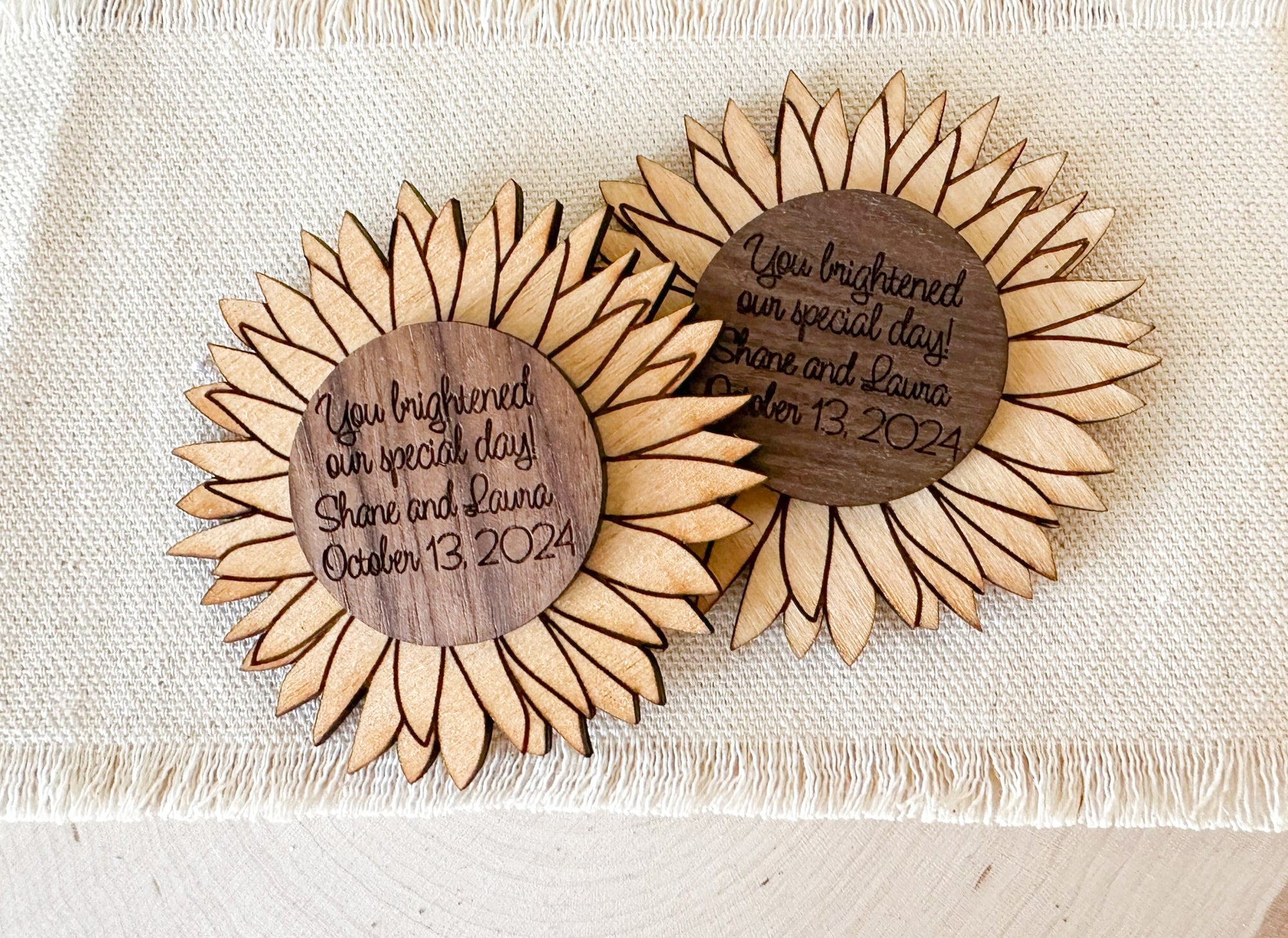 Sunflower Magnet Wedding Favors - New Beginning Designs