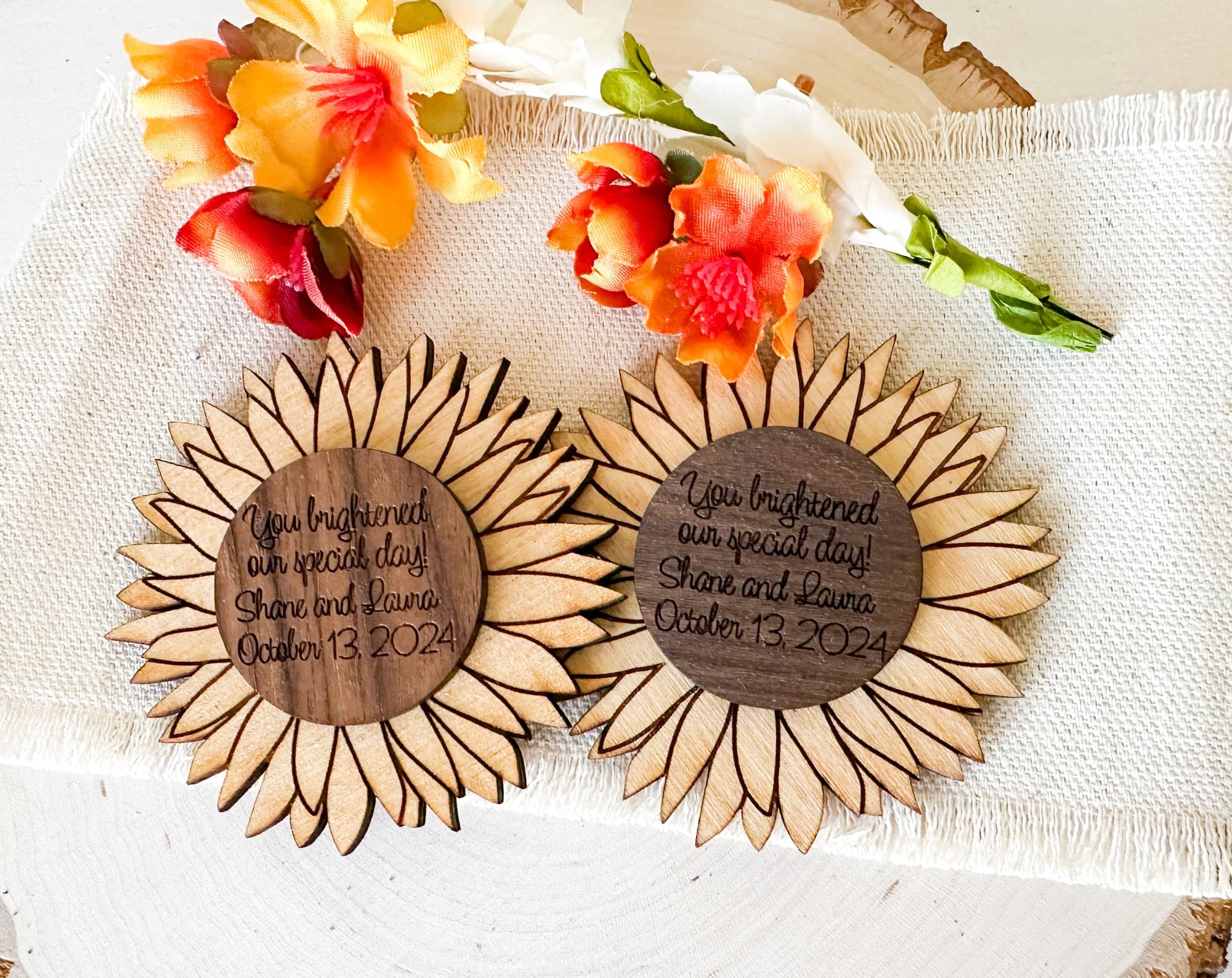 Sunflower Magnet Wedding Favors - New Beginning Designs