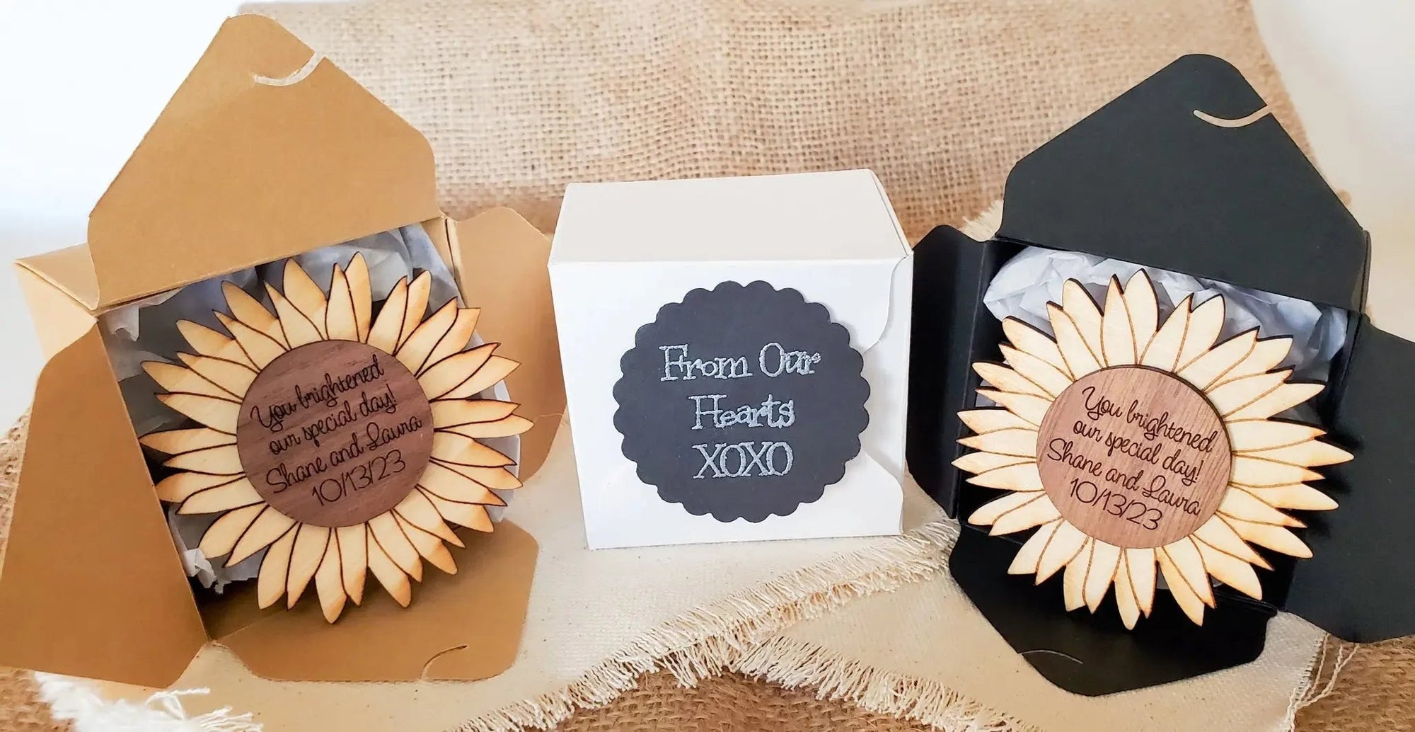 Sunflower Magnet Wedding Favors - New Beginning Designs